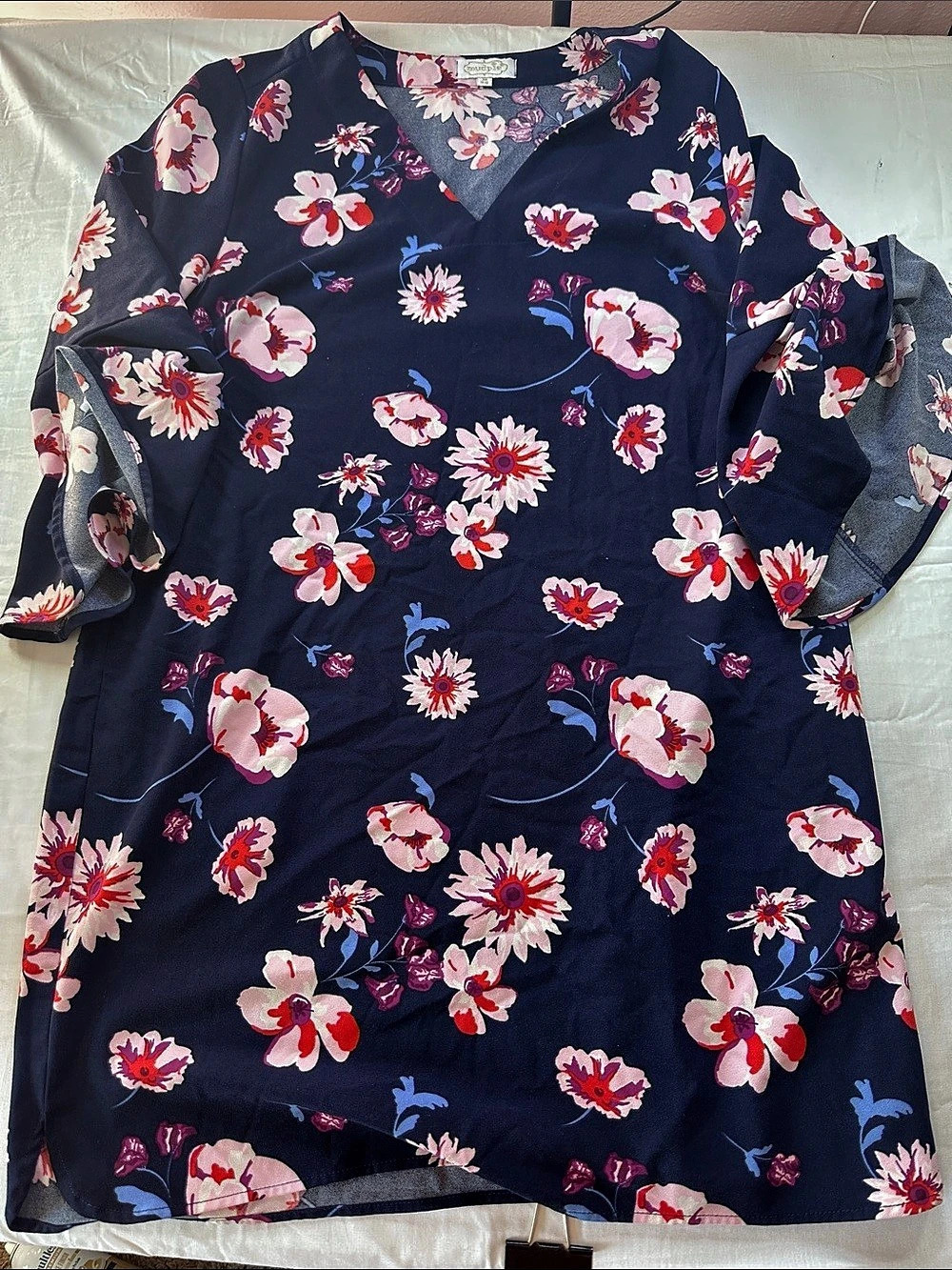 mud pie RN131993 Floral Dress in Blue & Pink Size Medium